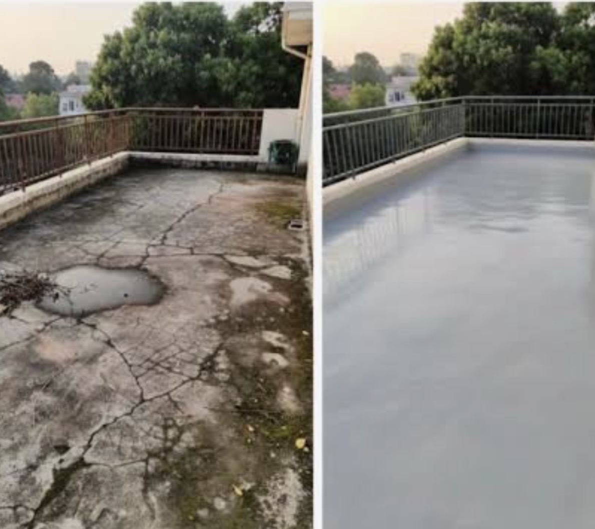 Hialeah terrace before repairs and after waterproof coating